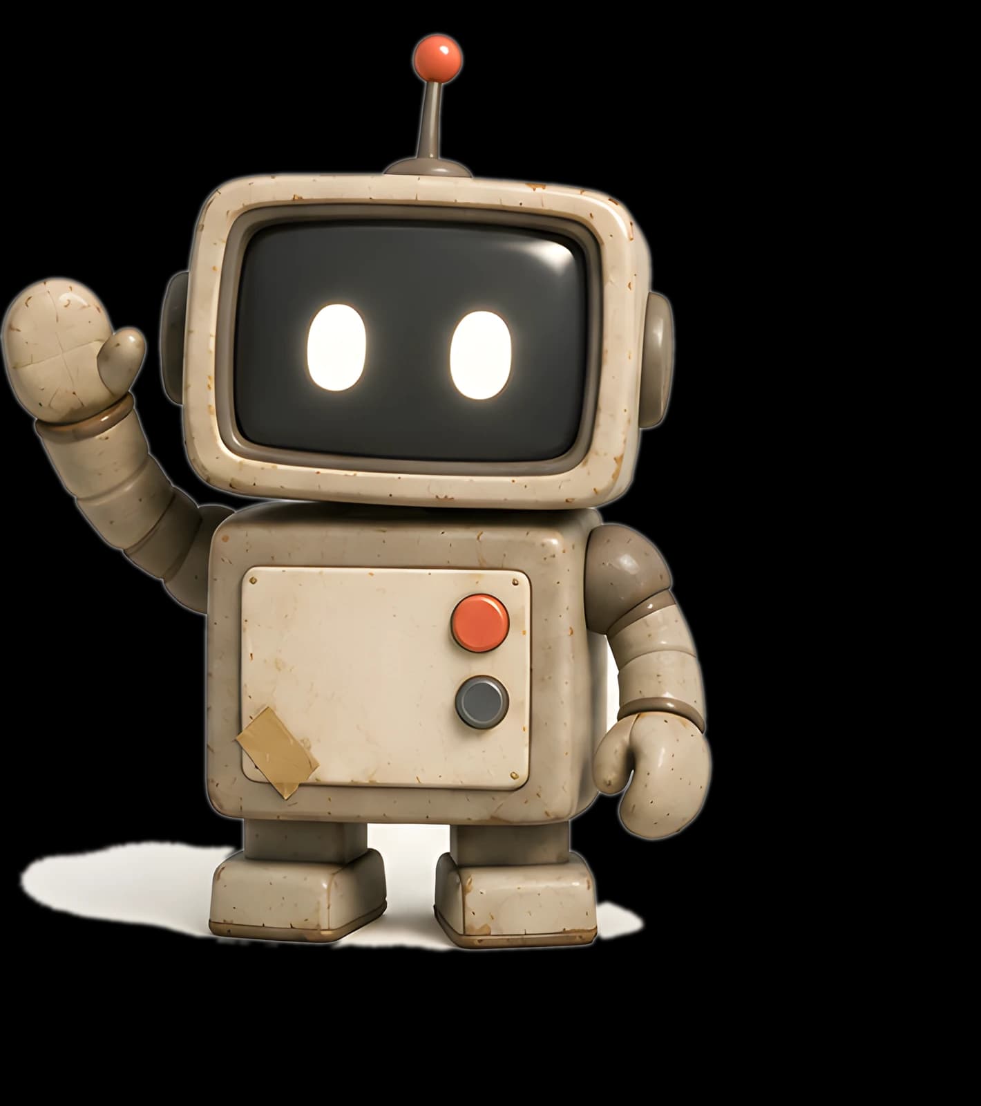 A small retro robot waving hello